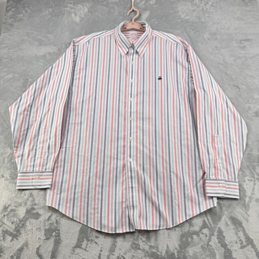 Brooks Brothers Original Polo Oxford Shirt Men's XL Pastel Stripe Supima Cotton